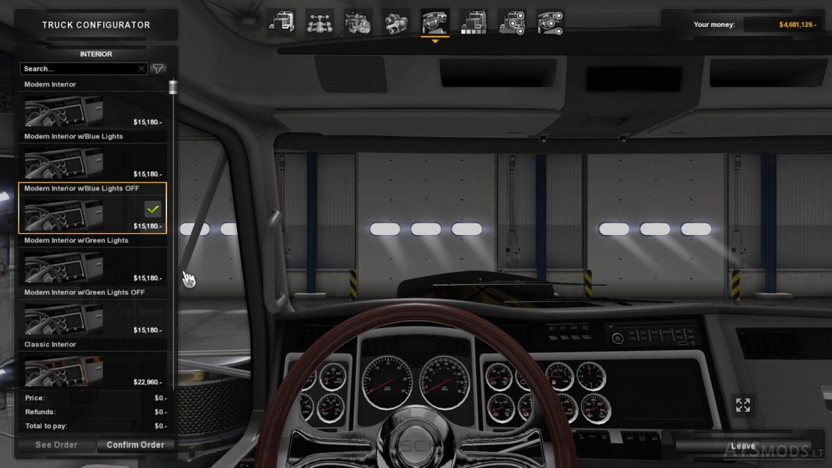 Colored Dashboard Backlight for W900 | ATS mods