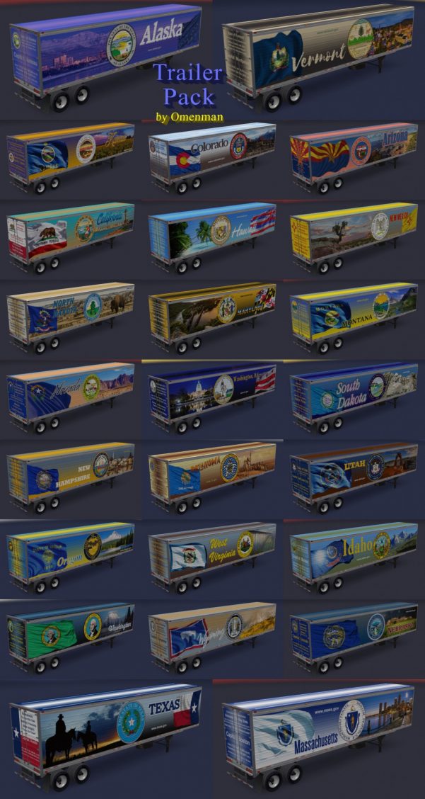 Big pack SCS trailers with skins from Omenman Trailer Pack by Omenman v 14.2
