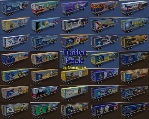 Big pack SCS trailers with skins from Omenman Trailer Pack by Omenman v 14.3