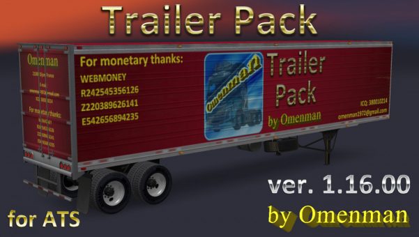 Big package of the trailers with skins from Omenman Trailer Pack by Omenman v 1.16.00 (Rus + Eng versions)