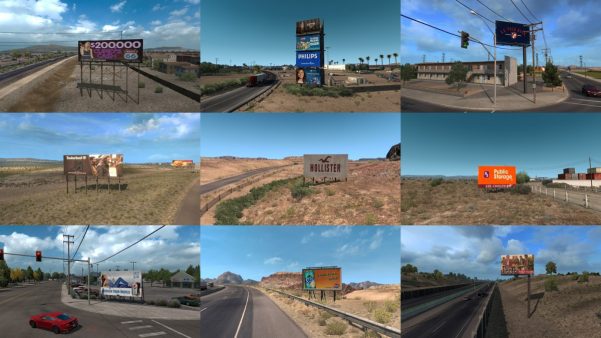 American Truck Simulator Real Advertisements mod has been updated to version  Real Advertisements v 1.4