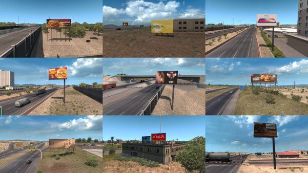 American Truck Simulator Real Advertisements mod has been updated to version  Real Advertisements v 1.4