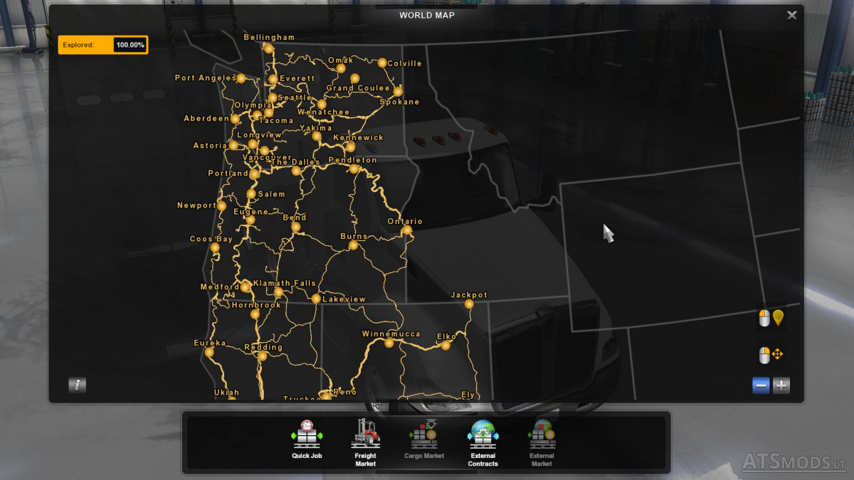 ATS Map  100 Discovered 1 35 American  Truck  Simulator  mods