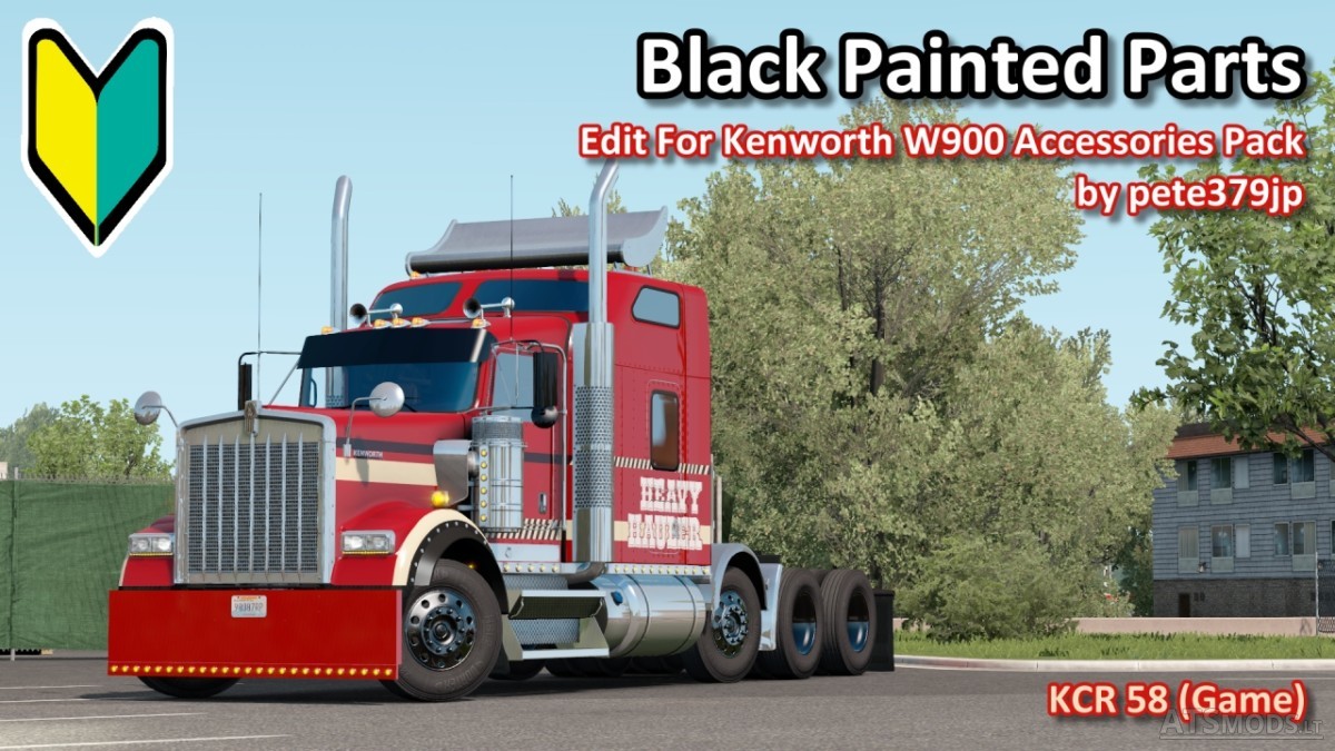 Black Painted Parts For Kenworth W900 Accessories Pack (V1.0) American Truck Simulator mods