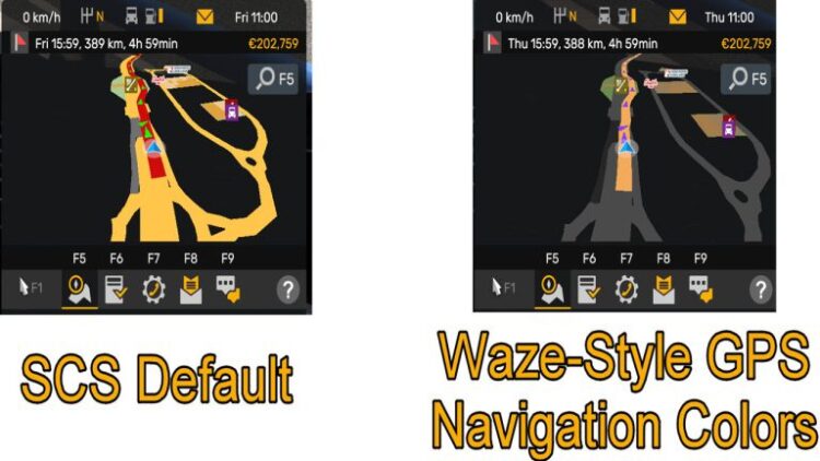 ATS Waze Style GPS Navigation Colors Realistic Dark Mode V1.4