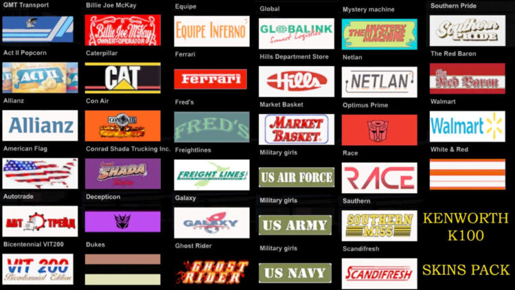 KENWORTH K100 SKIN PACK v7.0