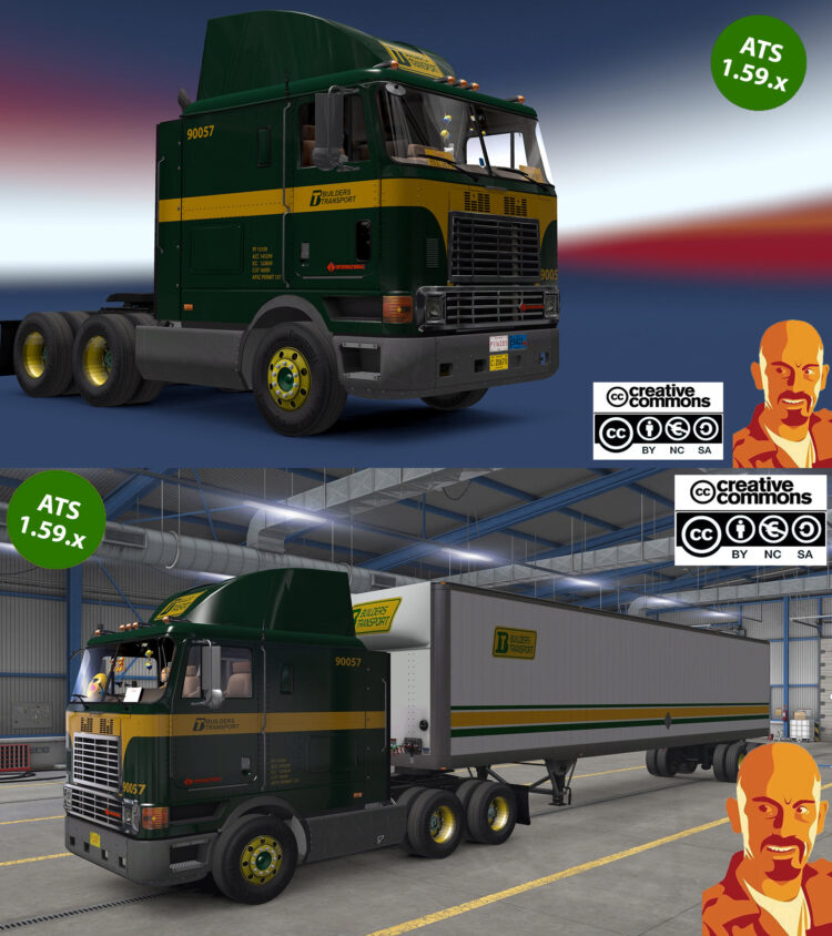INTERNATIONAL 9800 BUILDERS TRANSPORT + TRAILERS v2.0 ATS 1.59.x (EXCLUSIVE MOD)