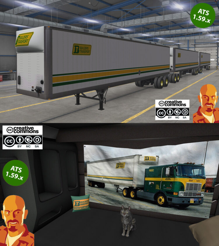INTERNATIONAL 9800 BUILDERS TRANSPORT + TRAILERS v2.0 ATS 1.59.x (EXCLUSIVE MOD)