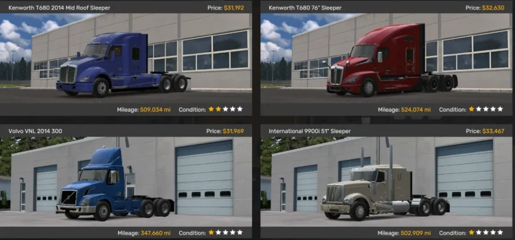 Realistic used truck dealer for ATS 1.60+, 1.61