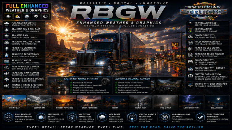 ATS Realistic Brutal Graphics And Weather V11.1