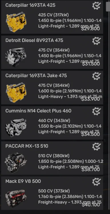 EXPRESS ENGINE PACK – CUMMINS N14, CAT C15 6NZ, MACK E9 V8, DETROIT 8V92 V1.2 1.61