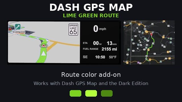 Dash GPS Map – Lime Green Route